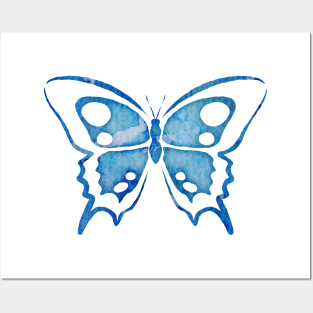 Blue Watercolor Abstract Butterfly Posters and Art